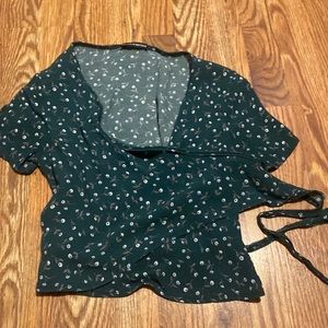 green flower crossover top